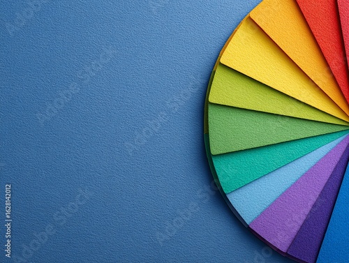 Cerchio cromatico arcobaleno su sfondo blu