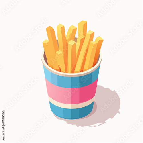 Simple vector icon of french fries in a paper cup