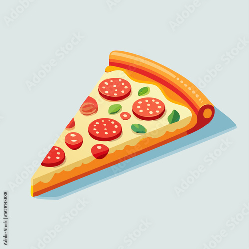 Minimalist vector icon of a slice of pepperoni pizza