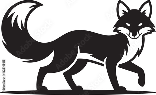 Sly Silhouette Fox Strolling with Confidence Vector Illustration Wildlife Animal Forest Creature Design