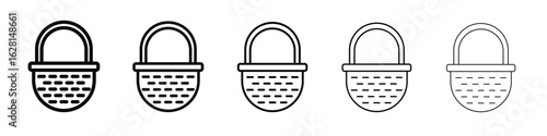 Wicker basket icon logo. Black line icon, vector illustrations.