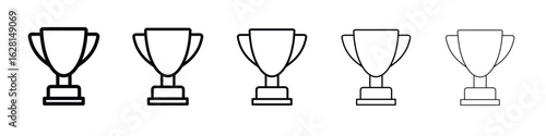 Trophy cup icon logo. Black line icon, vector illustrations.