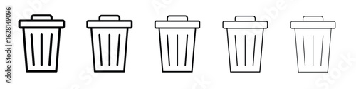Trash Bin icon logo. Black line icon, vector illustrations.