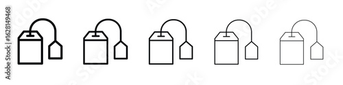 Tea bag icon logo. Black line icon, vector illustrations.