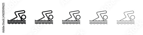 Swimming icon logo. Black line icon, vector illustrations.