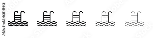 Swimming pool icon logo. Black line icon, vector illustrations.