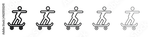 Skateboarding icon logo. Black line icon, vector illustrations.