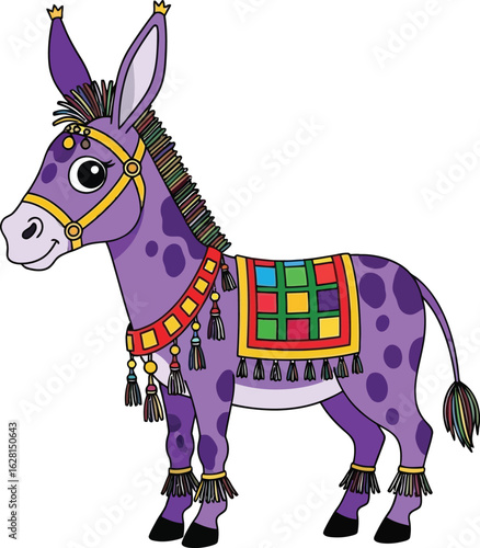 Cartoon purple donkey illustration vector art design image