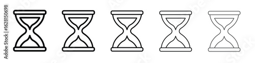 Sand clock icon logo. Black line icon, vector illustrations.