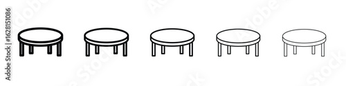 Round table icon logo. Black line icon, vector illustrations.