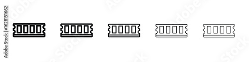Ram memory icon logo. Black line icon, vector illustrations.
