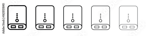 Power bank icon logo. Black line icon, vector illustrations.
