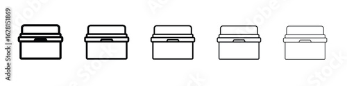 Portable fridge box icon logo. Black line icon, vector illustrations.