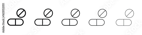Pills icon logo. Black line icon, vector illustrations.