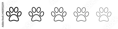 Paw icon logo. Black line icon, vector illustrations.