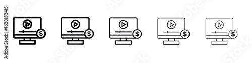 Paid media icon logo. Black line icon, vector illustrations.
