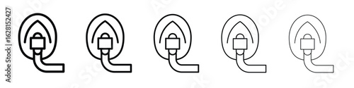 Oxygen mask icon logo. Black line icon, vector illustrations.