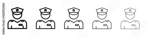 Officer icon logo. Black line icon, vector illustrations.
