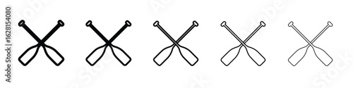 Kayak paddle icon logo. Black line icon, vector illustrations.