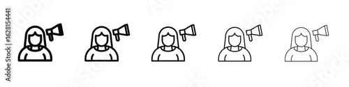 Influencer marketing icon logo. Black line icon, vector illustrations.