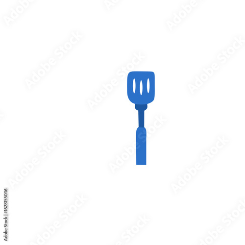 Flat blue kitchen spatula icon - cooking utensil vector ilustration 