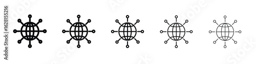Global technology icon logo. Black line icon, vector illustrations.