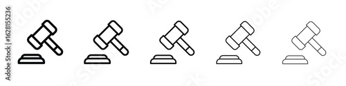 Gavel icon logo. Black line icon, vector illustrations.