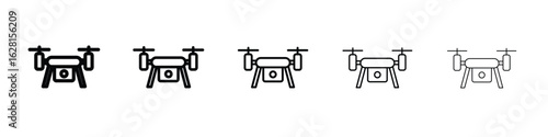 Drone icon logo. Black line icon, vector illustrations.