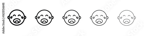 Crying baby icon logo. Black line icon, vector illustrations.