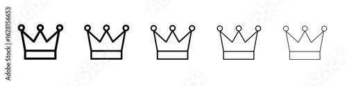 Crown icon logo. Black line icon, vector illustrations.