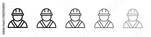 Construction worker icon logo. Black line icon, vector illustrations.