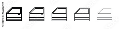 car door icon logo. Black line icon, vector illustrations.