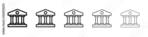Bank icon logo. Black line icon, vector illustrations.