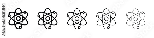 Atom icon logo. Black line icon, vector illustrations.