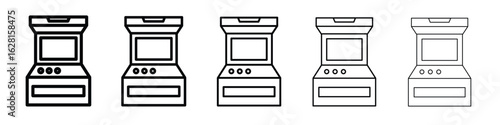 Arcade game machine icon logo. Black line icon, vector illustrations.
