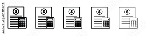 Accounting icon logo. Black line icon, vector illustrations.