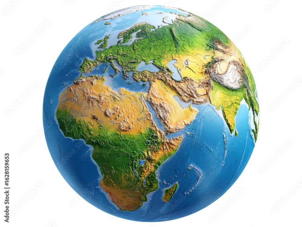 Detailed 3d render of earth showing continents and oceans, Isolated On White Background, Png Transparent Detailed 3d render of earth showing continents and oceans, Isolated On White Background, Png Transparent