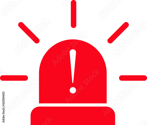 Siren icon , vector of emergency alarm and police light symbols in flat style, warning signal alert beacon, flashing lamp, safety bundle isolated on transparent background.