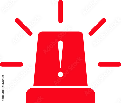 Siren icon , vector of emergency alarm and police light symbols in flat style, warning signal alert beacon, flashing lamp, safety bundle isolated on transparent background.