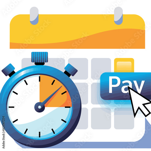 Time to pay the bills on the calendar with a stopwatch