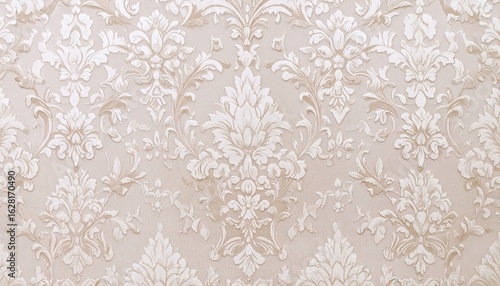 Elegant Beige And White Damask Wallpaper Pattern