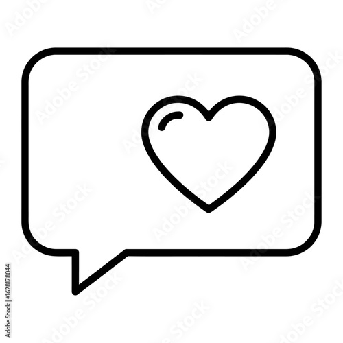 Love in Chat A minimalist line-art design shows a speech bubble with a heart, symbolizing affection in modern digital communication, highlighting simplicity and connection.