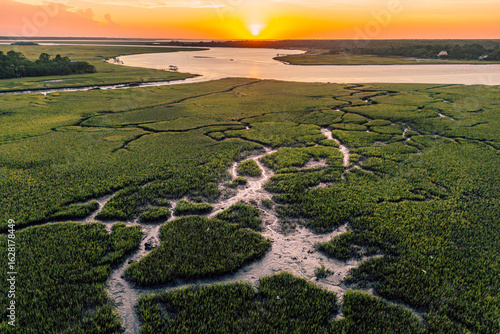 Sunset over Horseshoe Creek Marsh and Bohicket Creak