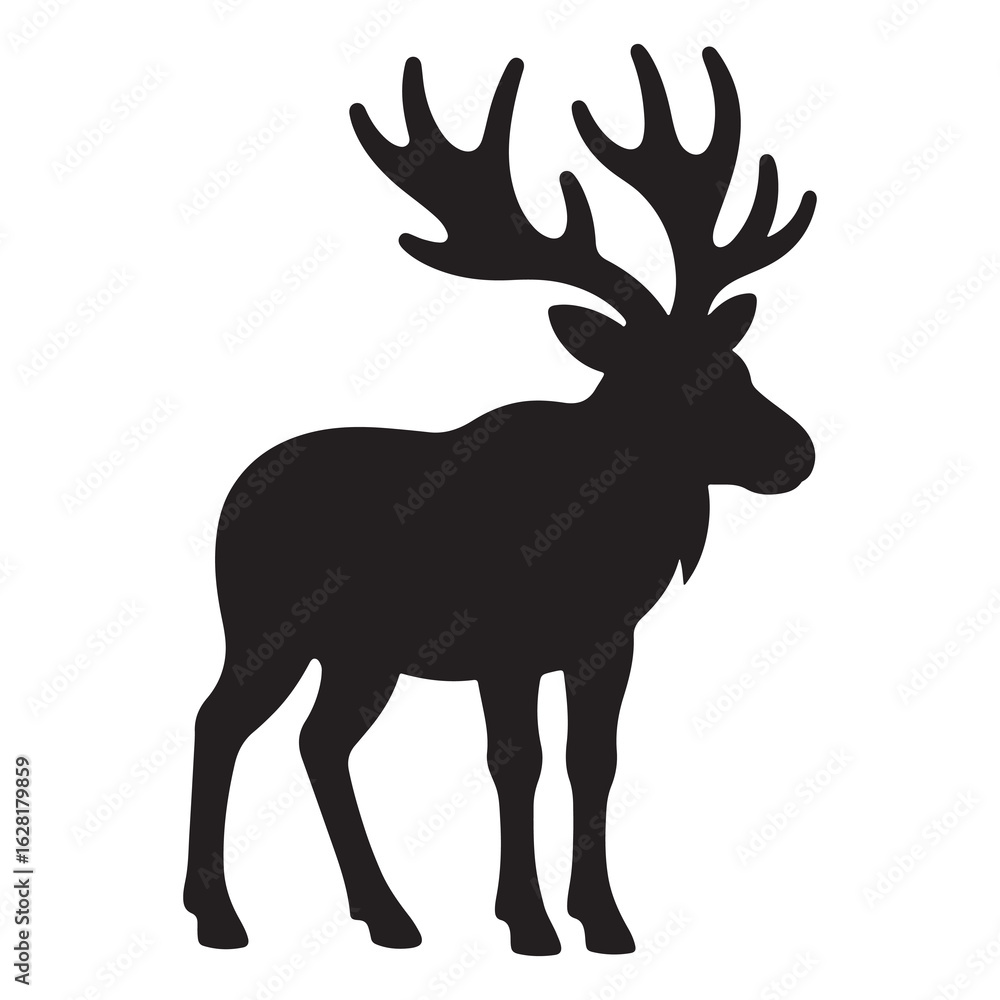 Obraz premium moose silhouette vector illustration with antlers isolated on white background