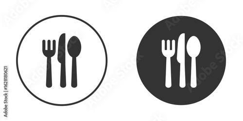 Spoon forks and knife icon concept, simple flat design. Clipart vecot in black colors