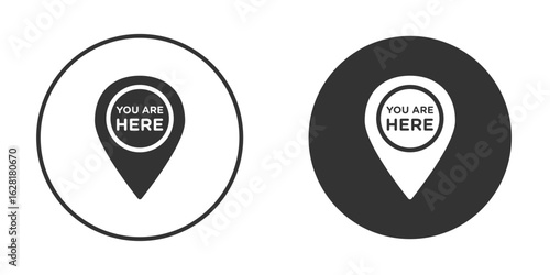 You are here icon concept, simple flat design. Clipart vecot in black colors