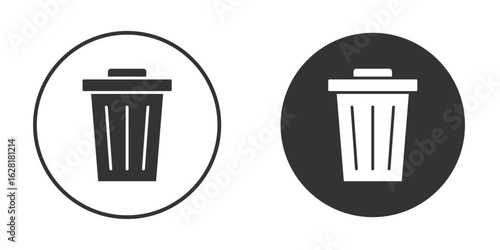 Trash Bin icon concept, simple flat design. Clipart vecot in black colors