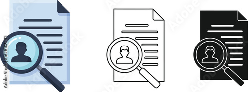 Job search recruitment hr magnifying glass document review process editable