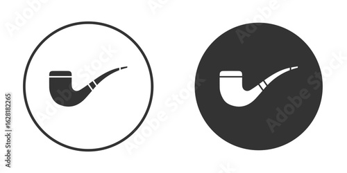 Smoking pipe icon concept, simple flat design. Clipart vecot in black colors