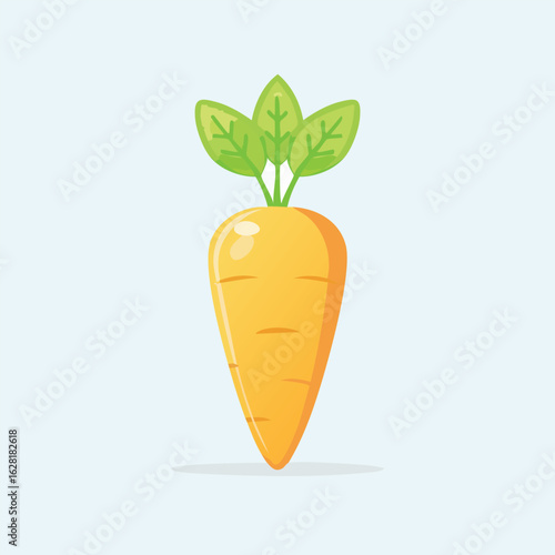 Minimalist cartoon carrot with green leaf top and open pomegranate with juicy arils vector illustration, solid colors, thick outline, clean isolated fruit and vegetable graphic